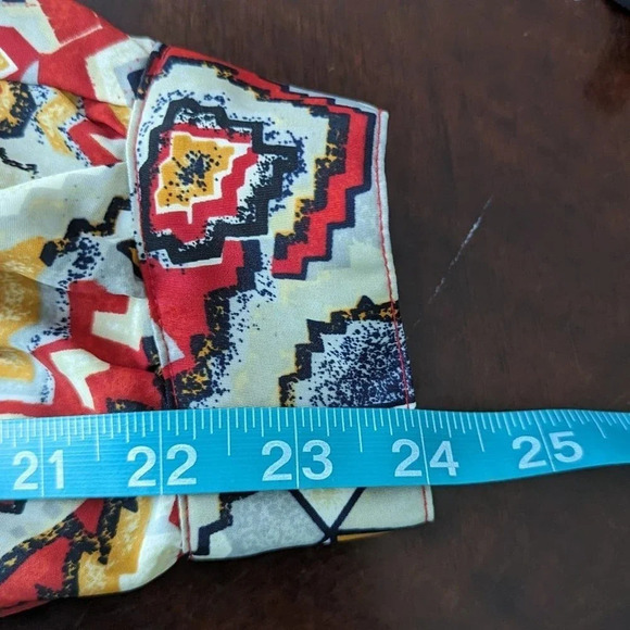 Vintage Classic Collection Blouse Red/Gray/Blue/Gold Geometric Pattern Size 18 - Picture 9 of 11